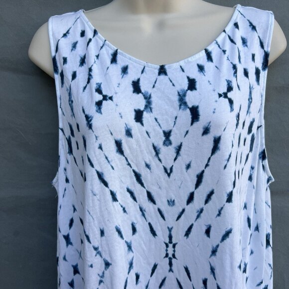 Pure J. Jill Tie Dyed Blue White Size Large Long Dress Sleeveless Lightweight - Picture 4 of 6